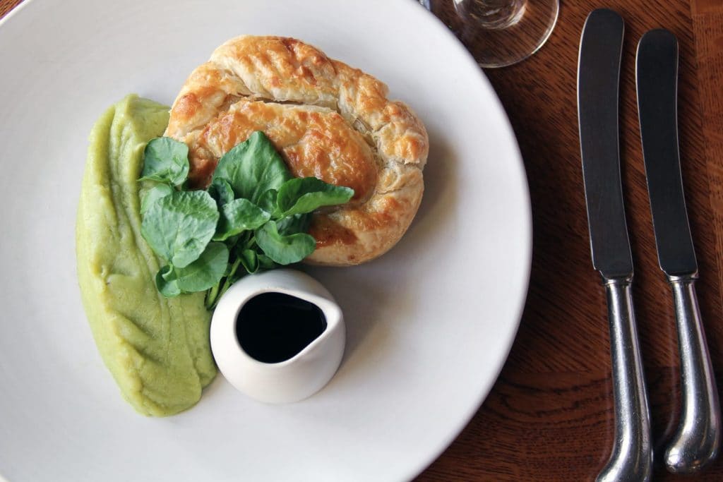 Dining at The Stables seasonal gourmet pie and mash