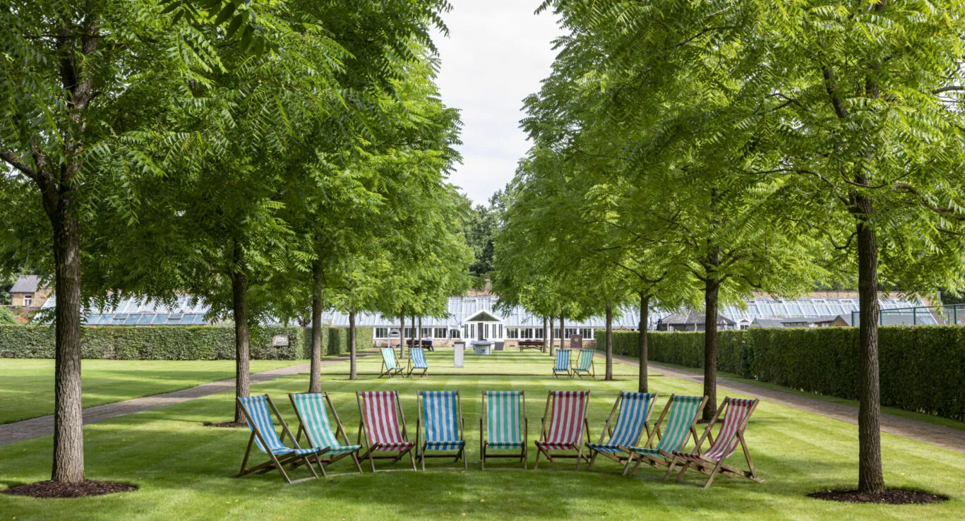 Deck chairs in the Walled Garden