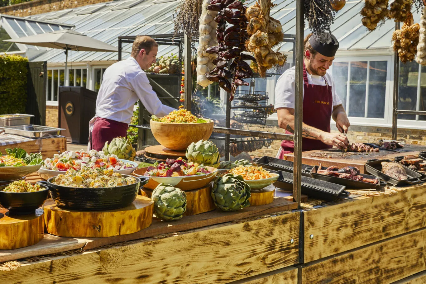 Outdoor BBQ in the walled garden at The Grove