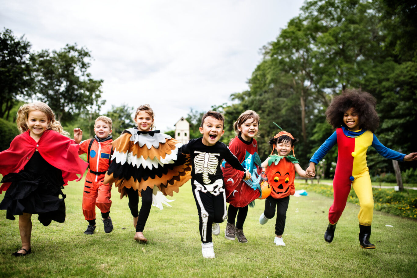 Children dressed up in Halloween costumes