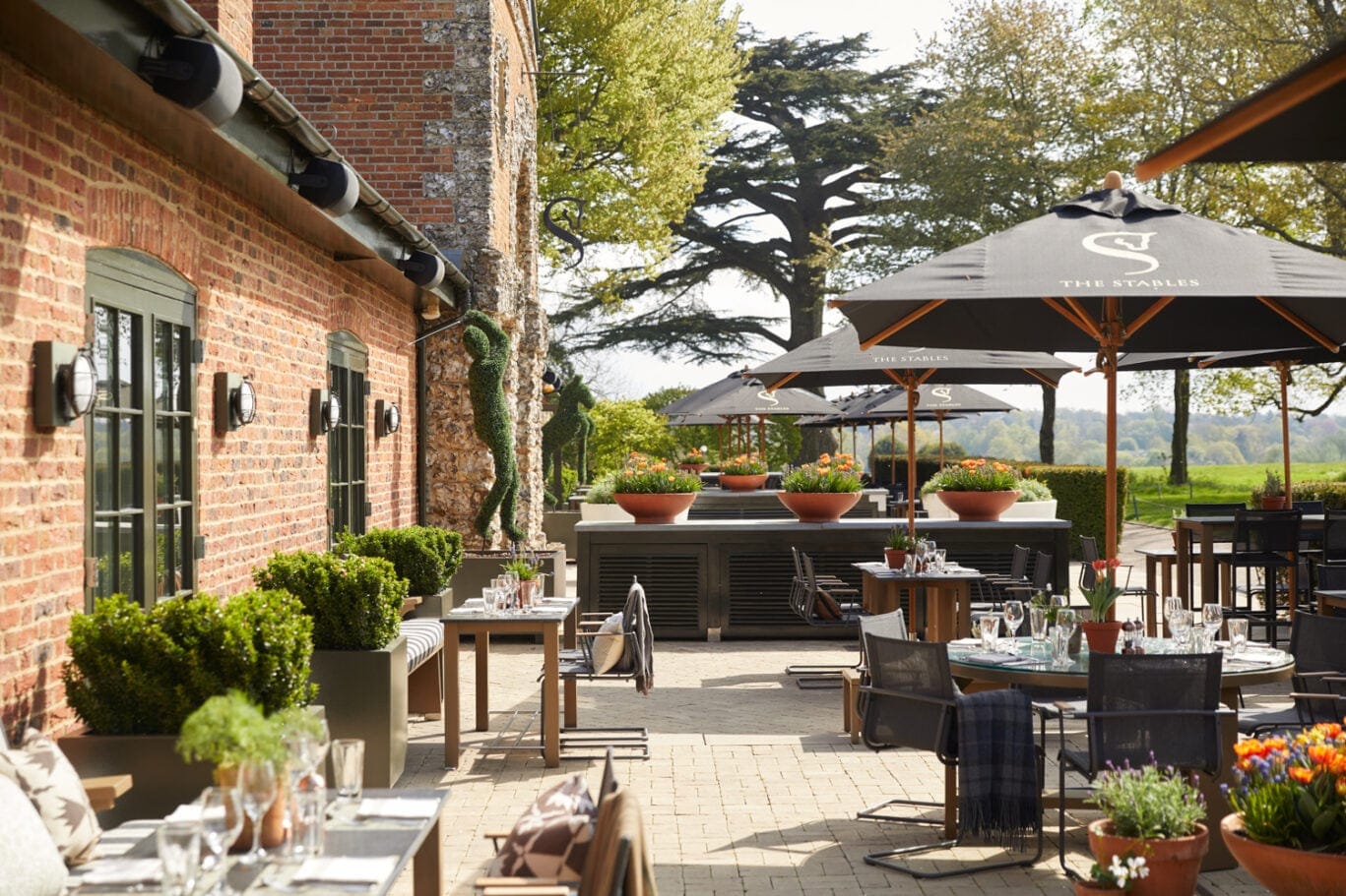 outdoor dining at The Stables