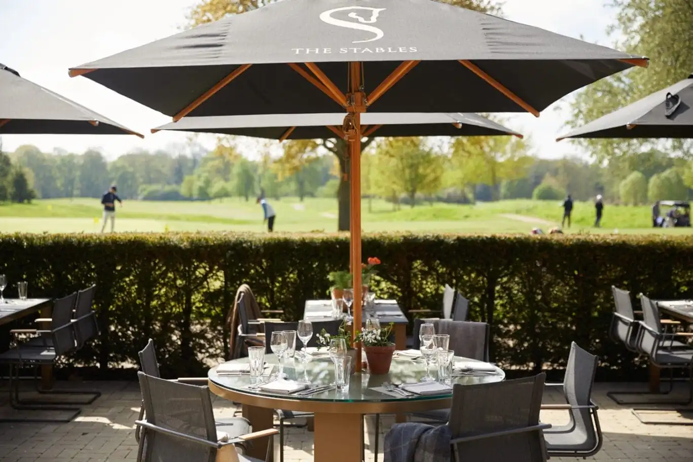 outdoor dining at The Stables