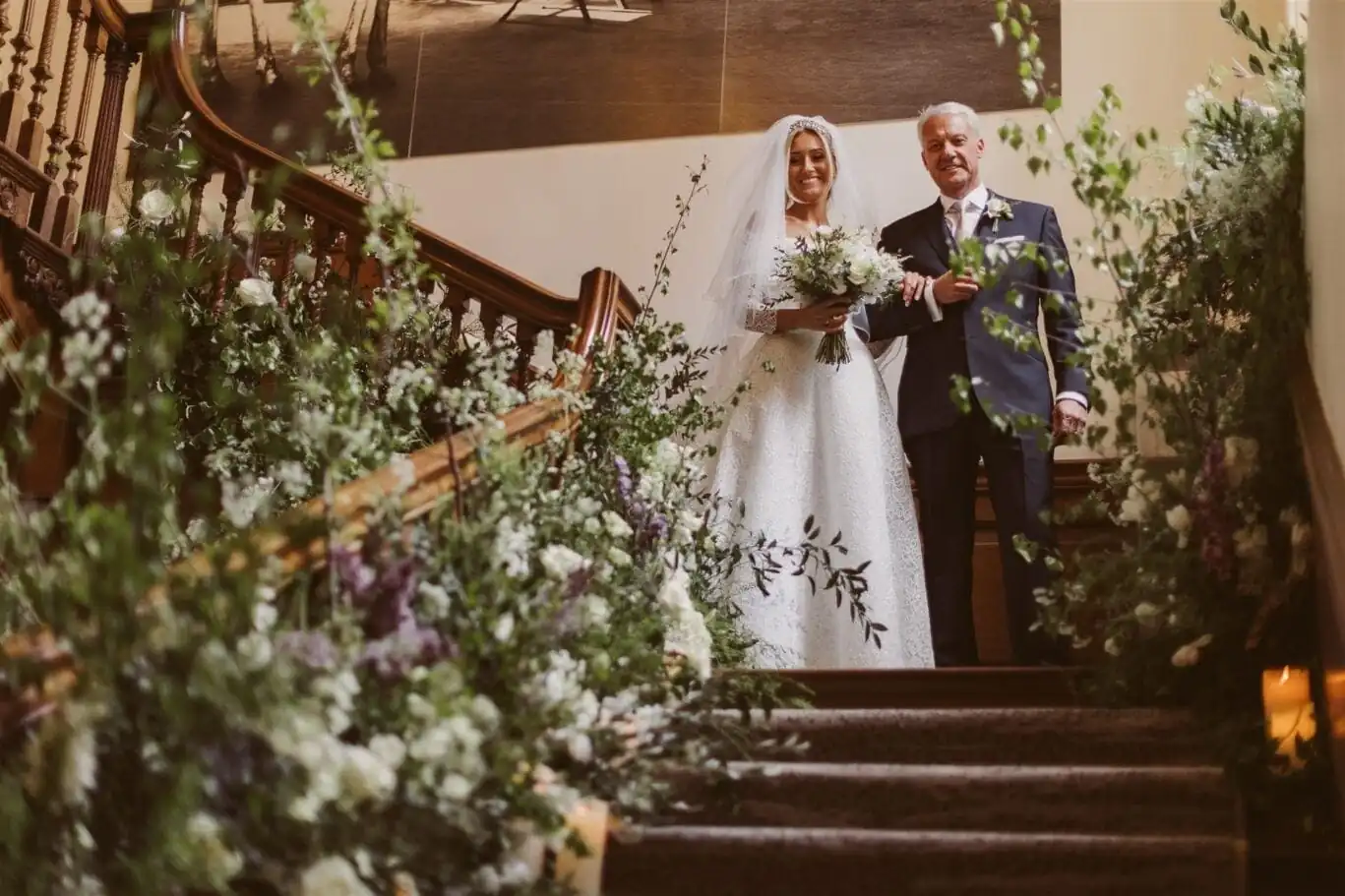 couple descending the stairs