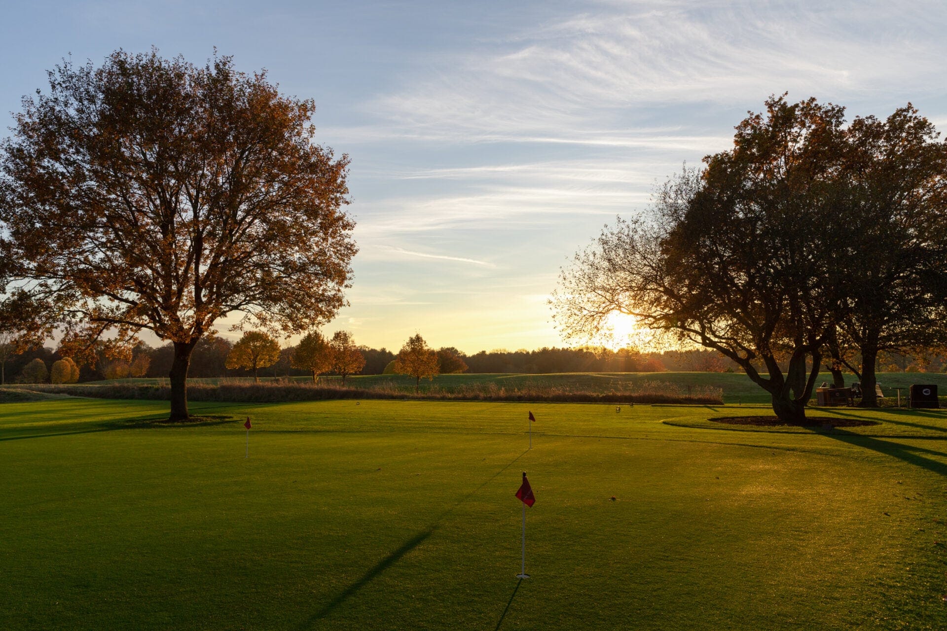 Golf course in autumn and winter
