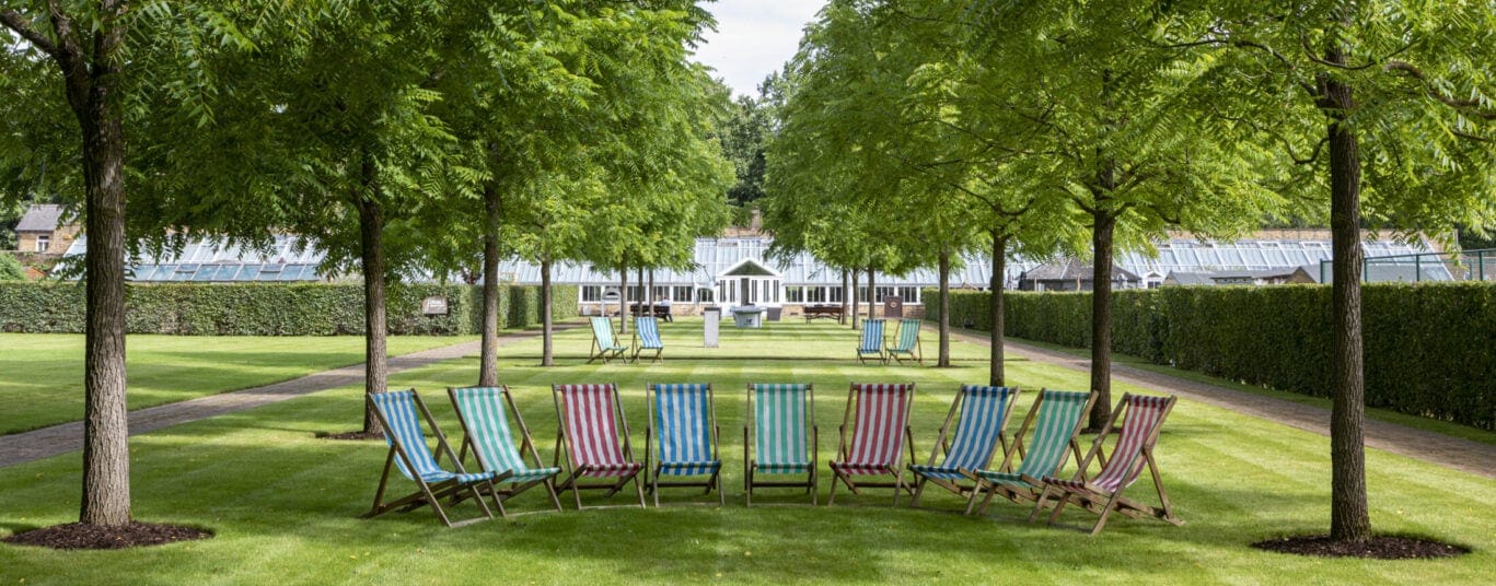 seating at the walled garden