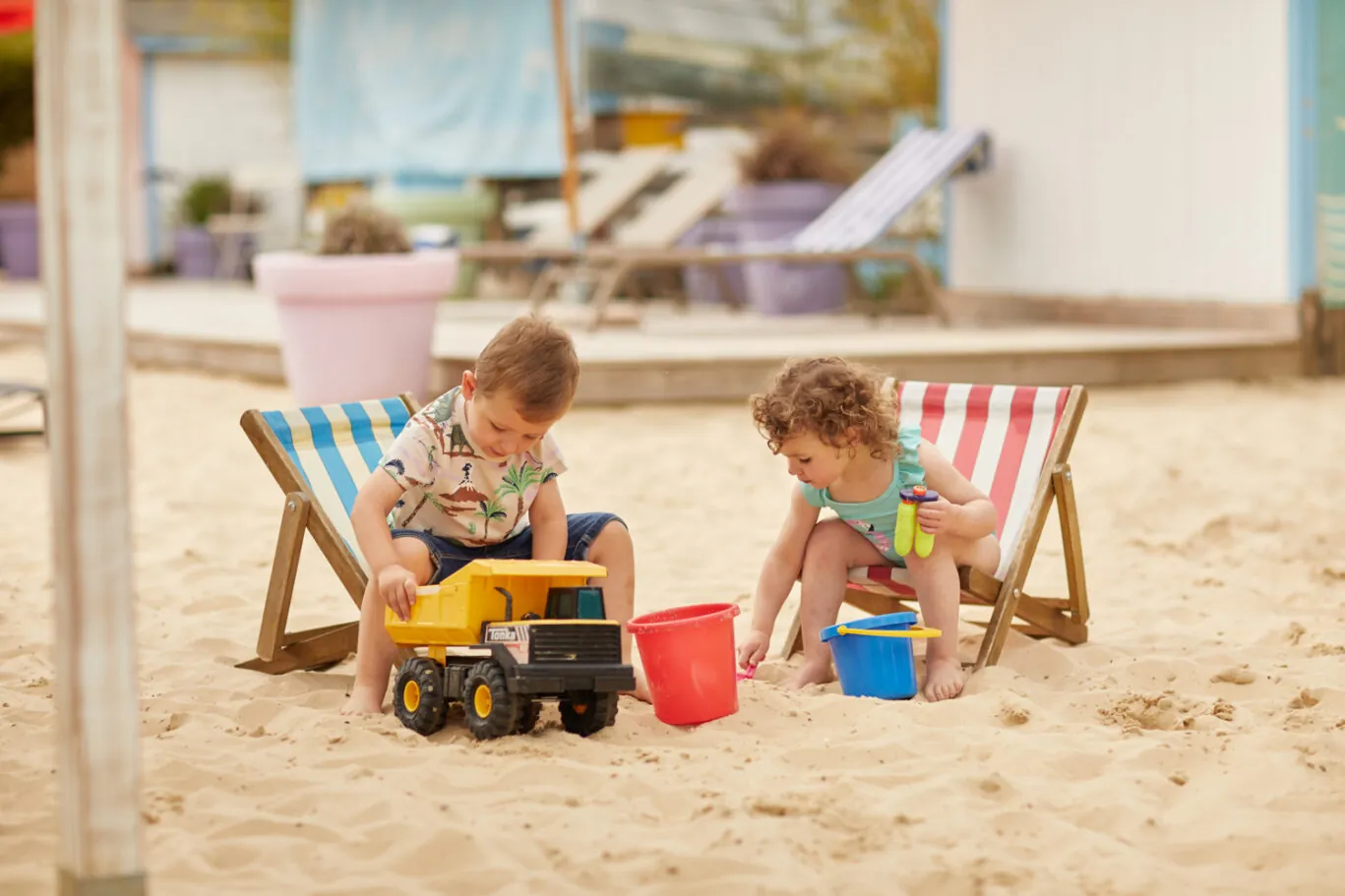 Children playing at ralphs beach in the walled garden at The Grove