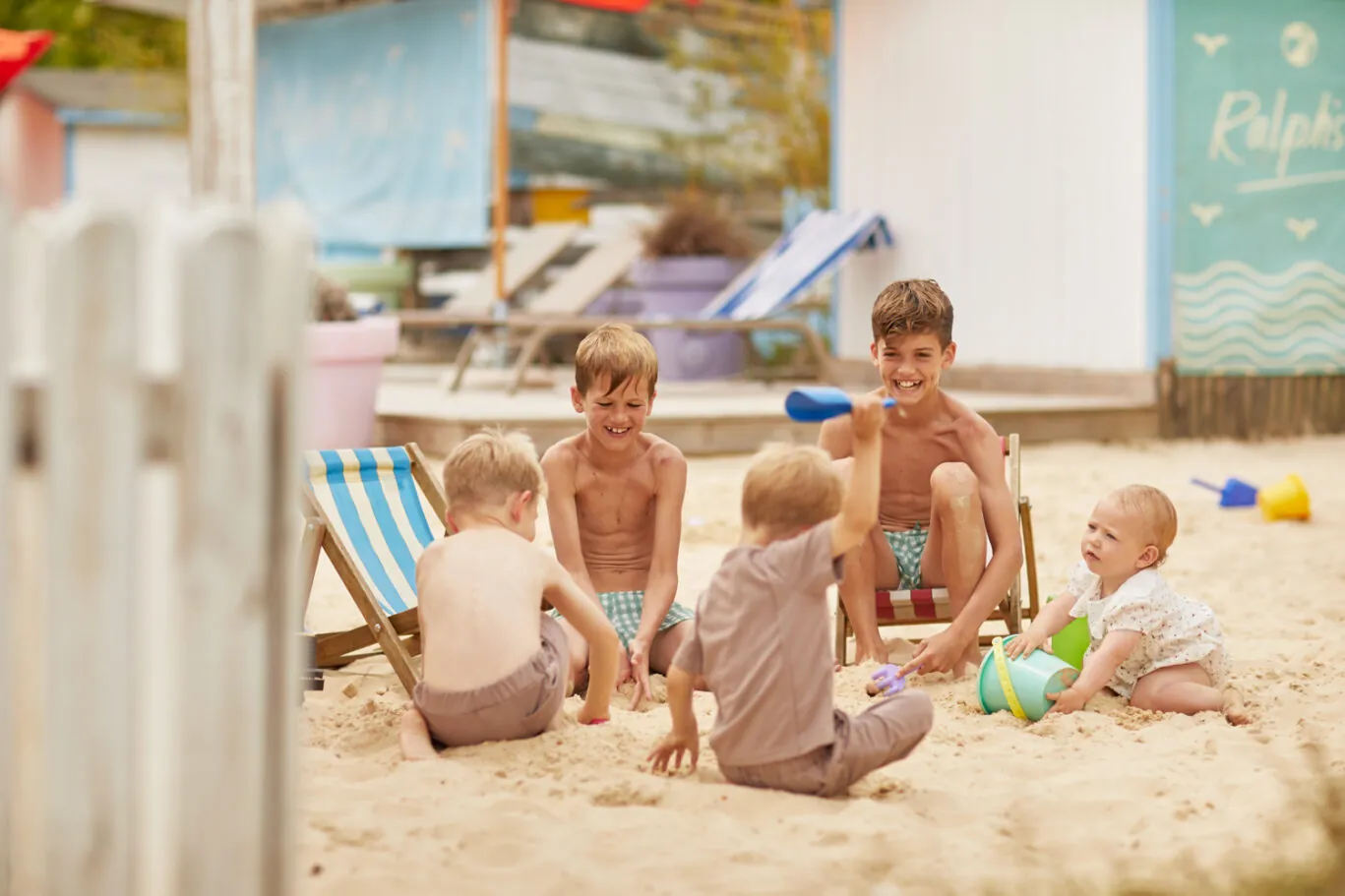 Children playing at ralphs beach in the walled garden at The Grove