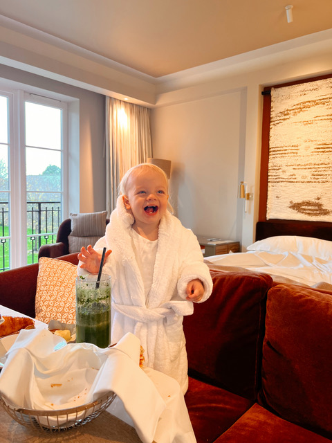 Child enjoying in-room breakfast