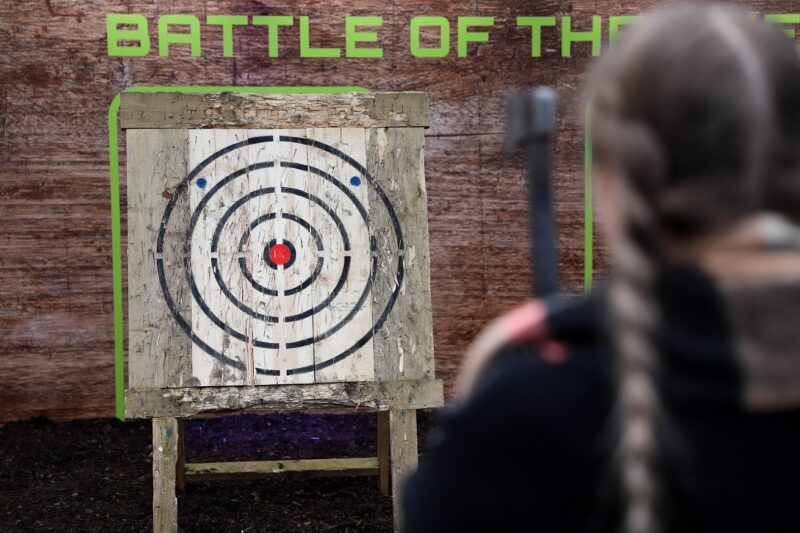 The Grid, axe throwing, target