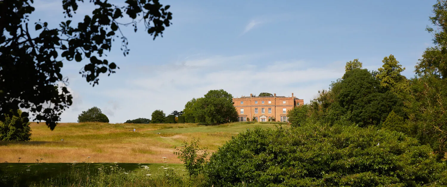 View of The Grove mansion from the driveway