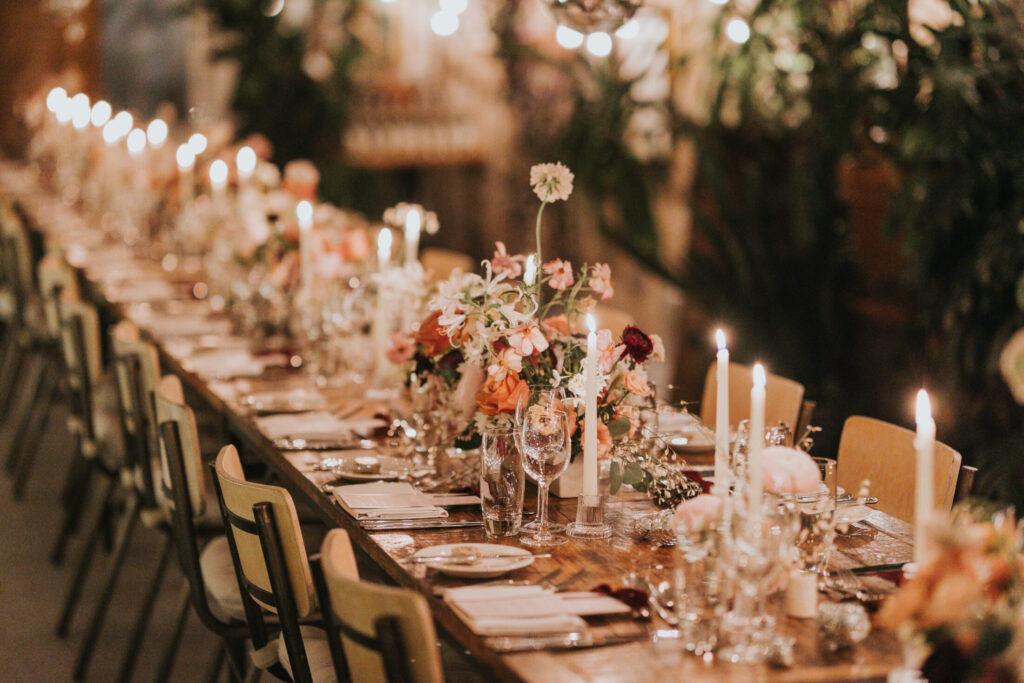 Dinner party set-up in the Potting Shed