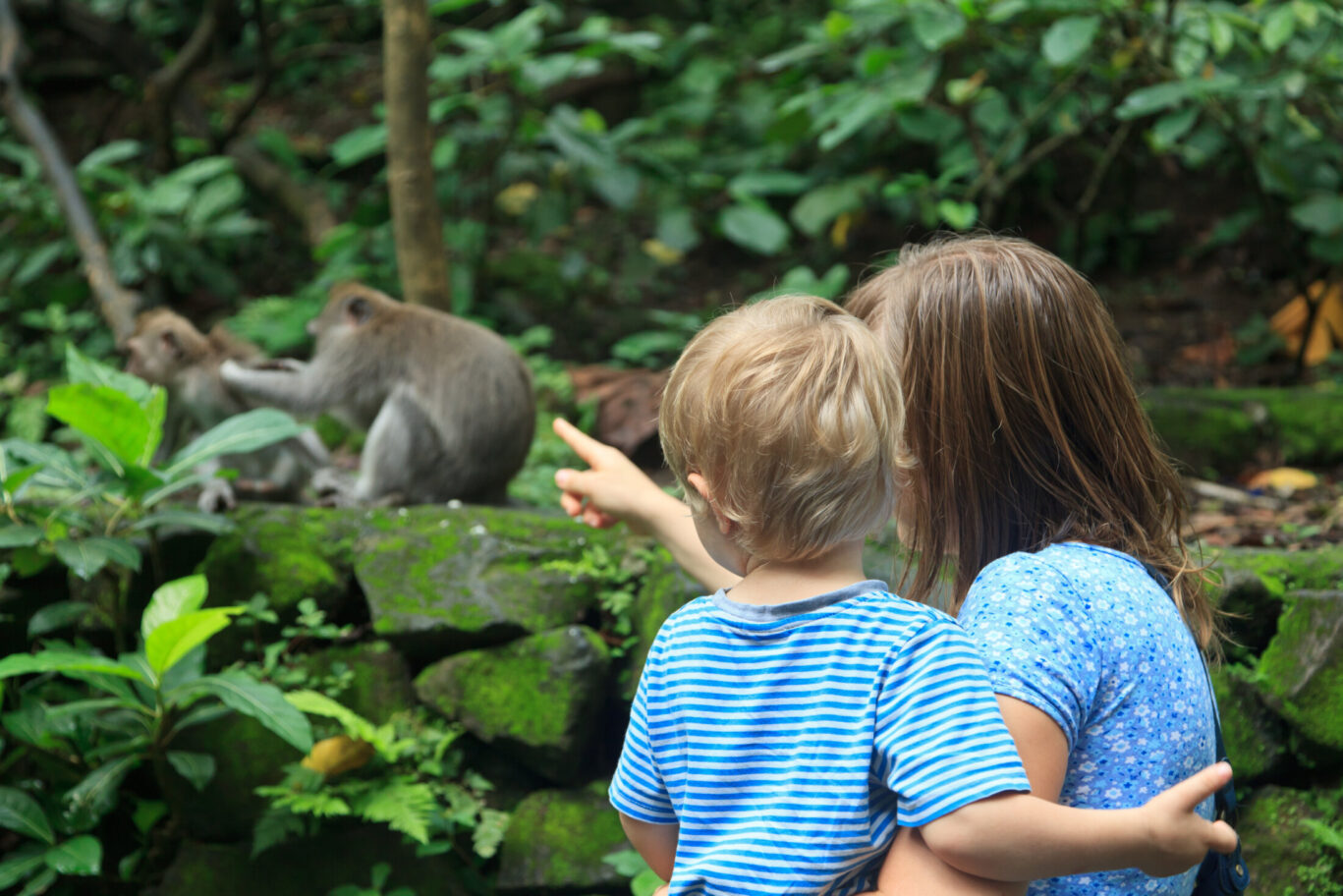 Mother and son at zoo