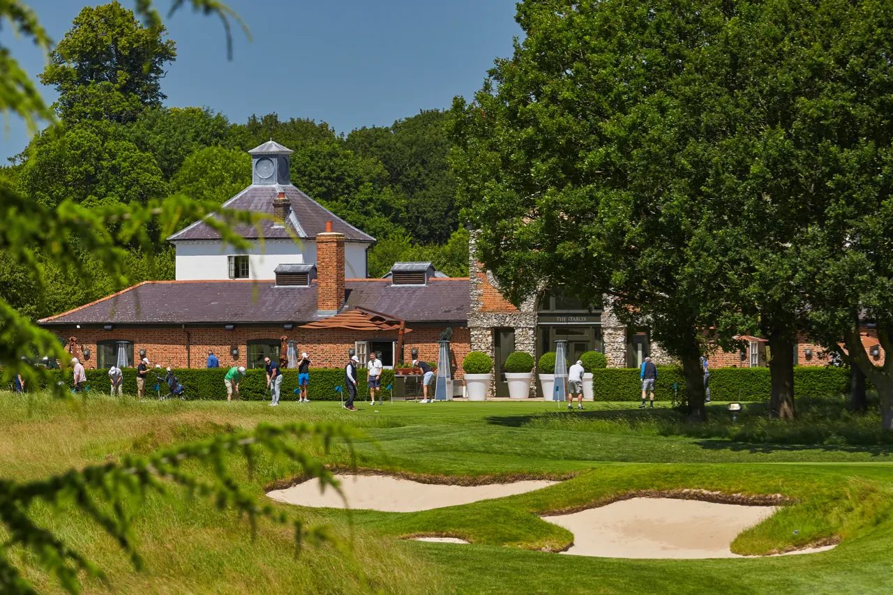Group playing golf