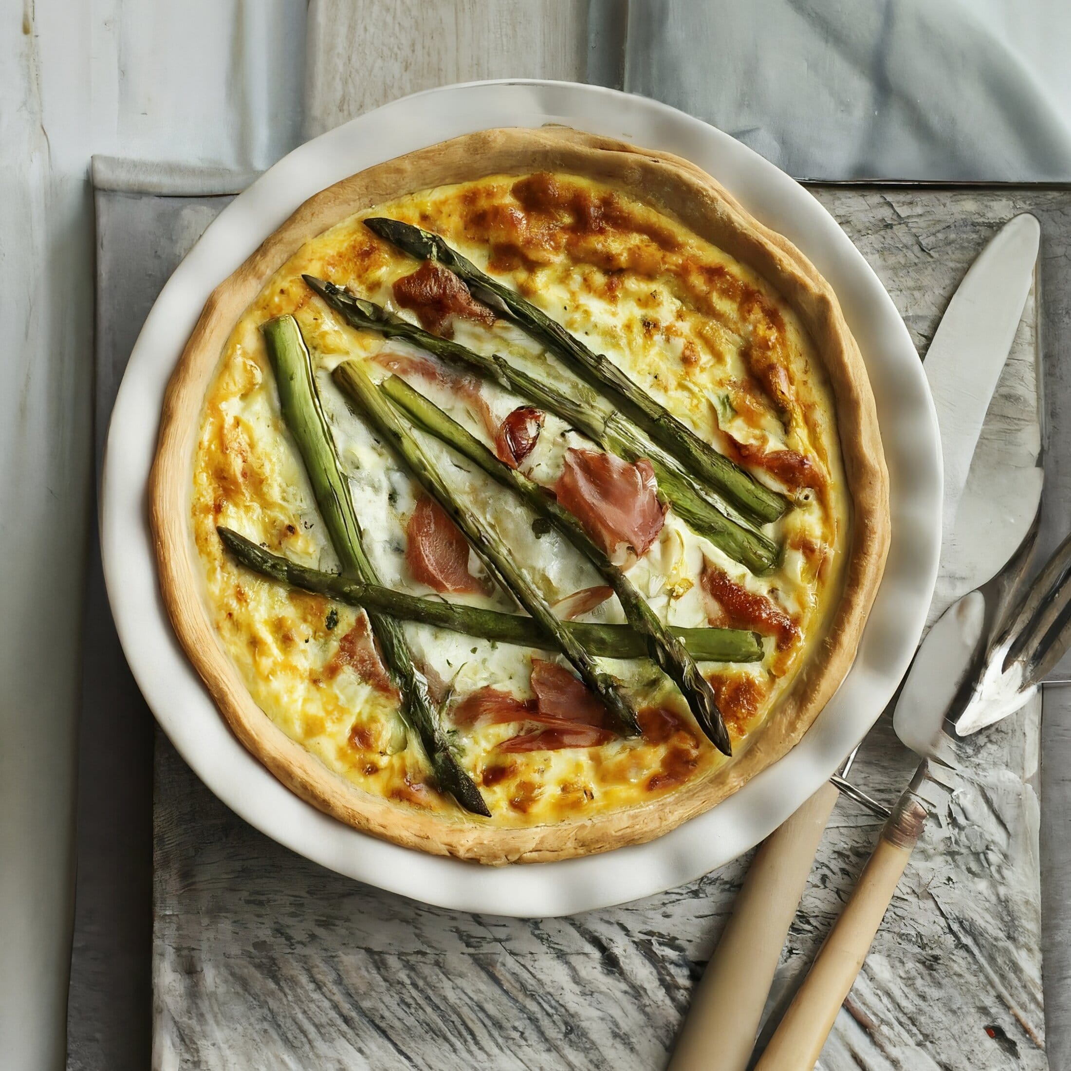 Goat's,Cheese,,Asparagus,And,Prosciutto,Quiche