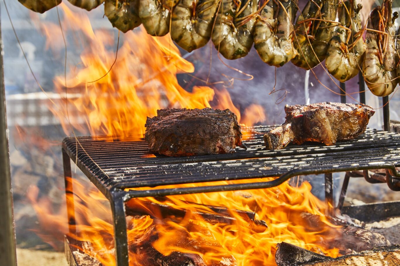 FUEGO IN THE WOODS Meat on BBQ